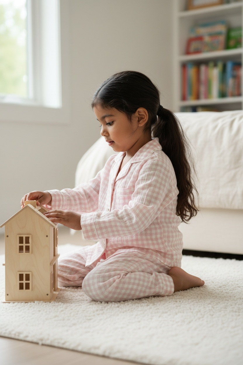 Pink Check Breathable Muslin PJ Set