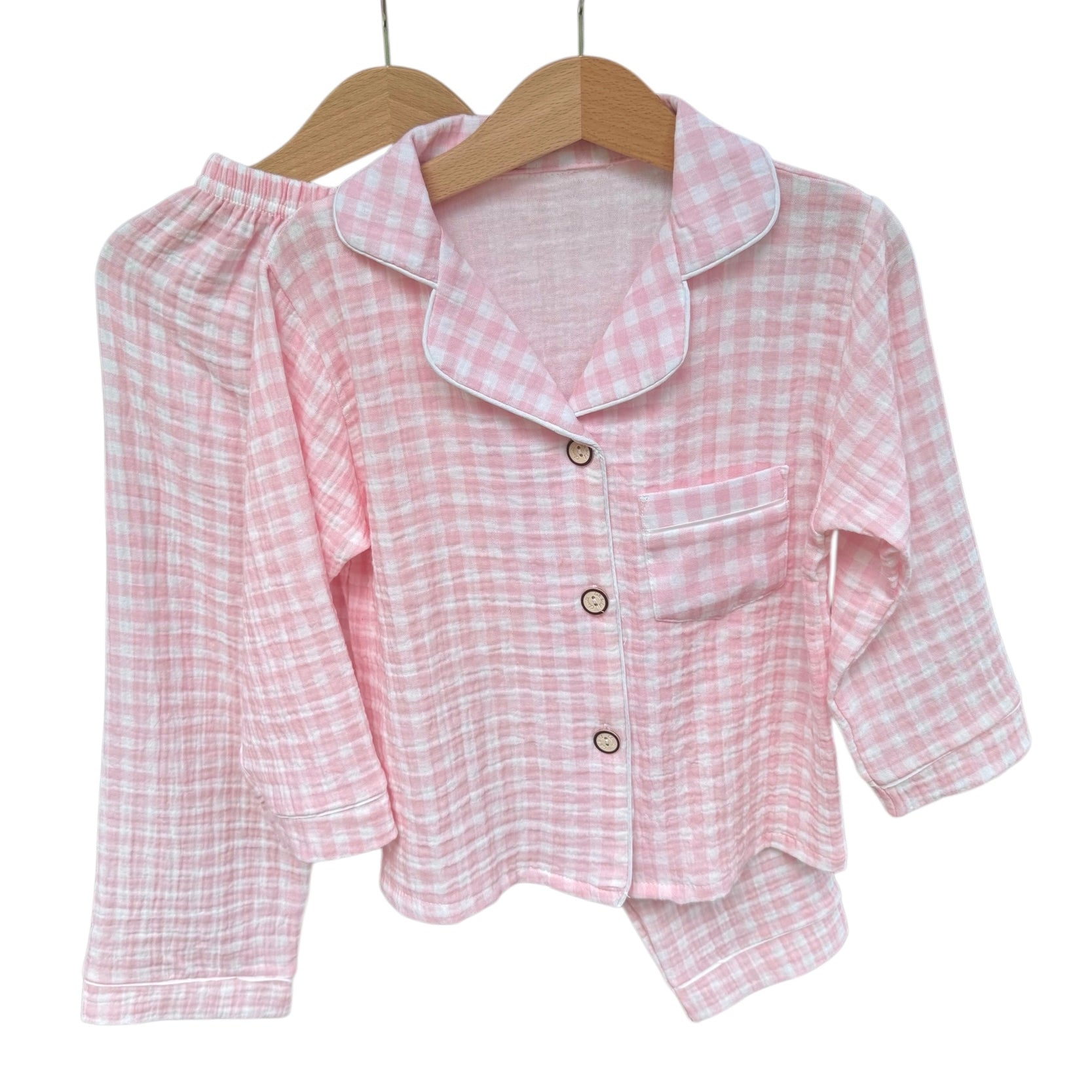 Pink Check Breathable Muslin PJ Set