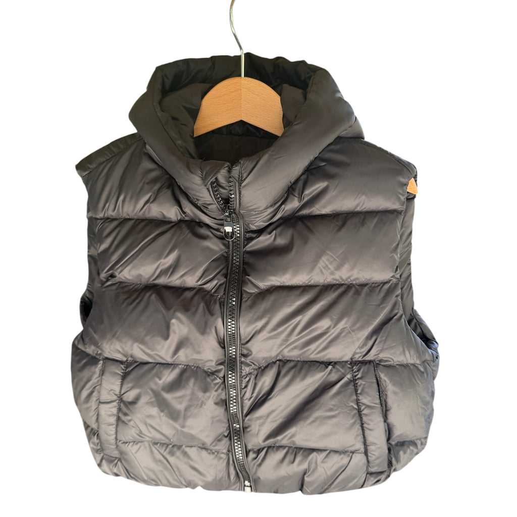 Black Puffer Hoodie Vest