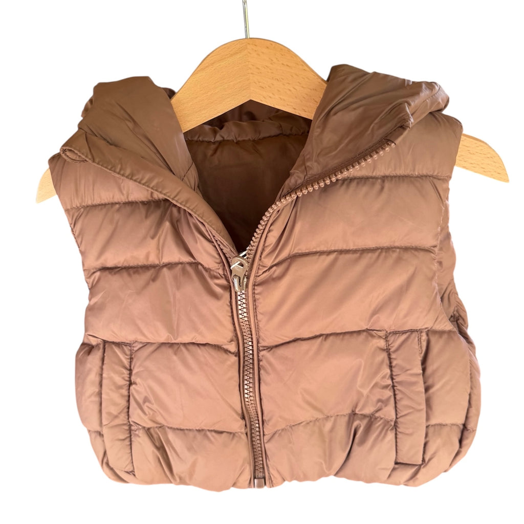 Brown Puffer Hoodie Vest