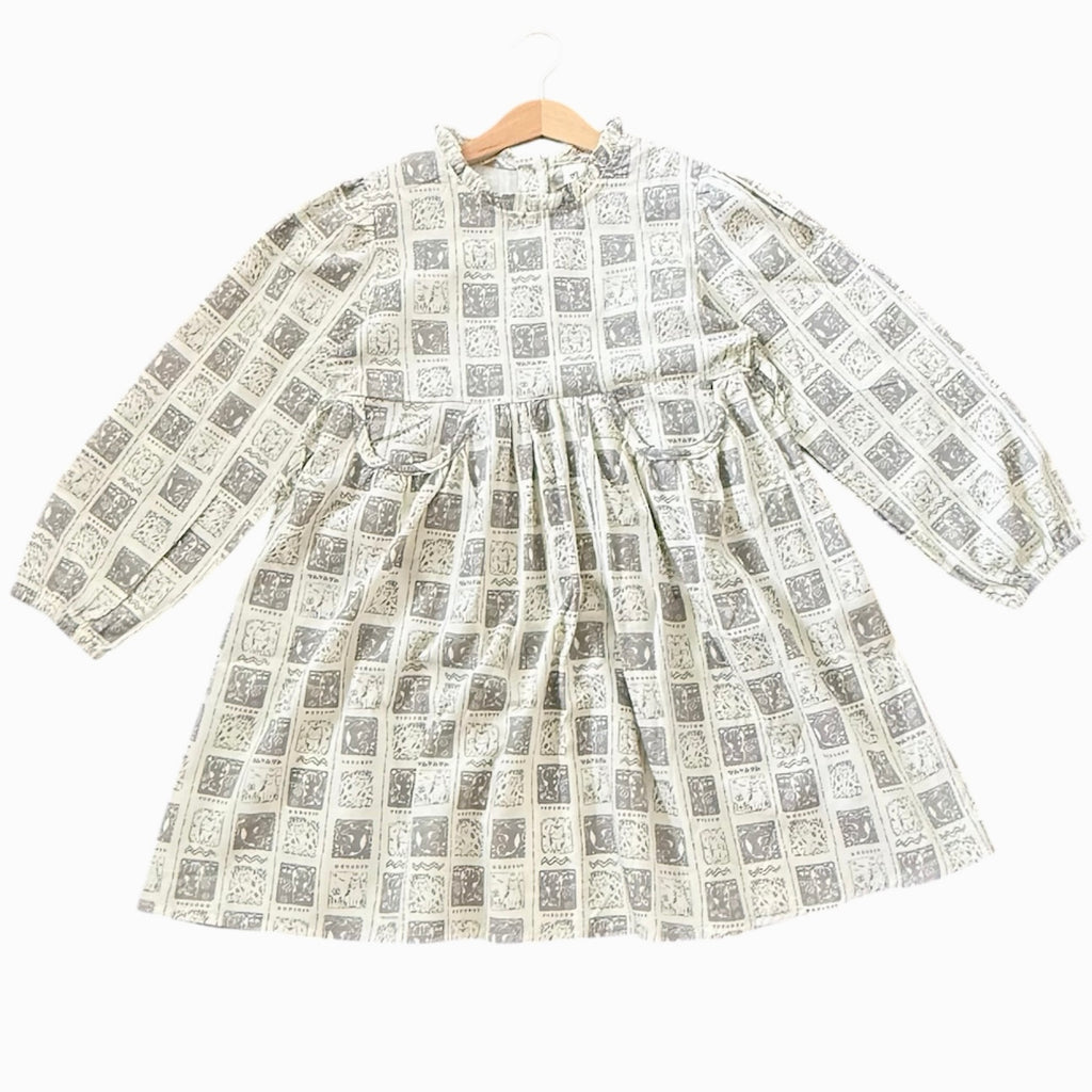 Penelope Dress Mauve Grey Crème